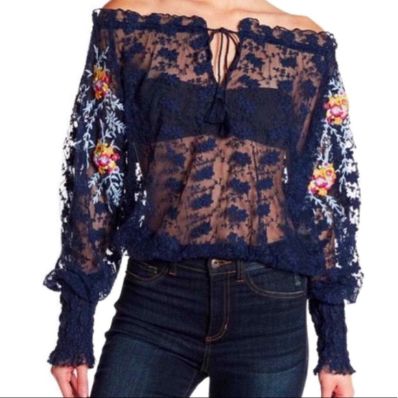Free People Tops - Free People Jubilee Lace Crop Top - blue